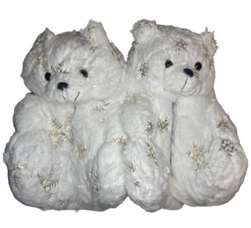 White Snowflake Teddy Slippers - CaribeHeart Teddy